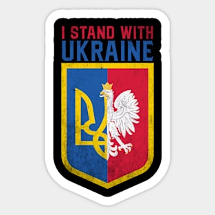 Poland I Stand With Ukraine Half Polish Half Ukrainian Coat Of Arms Sticker